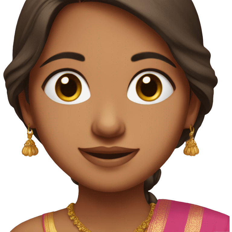 indian girl with brown hair in a pink sari emoji