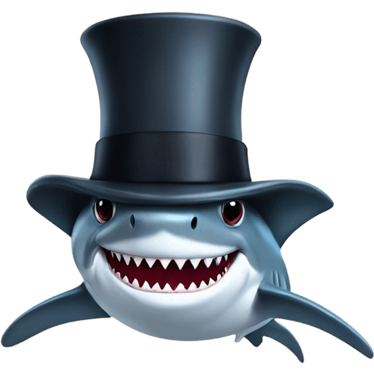 Shark with a top hat emoji