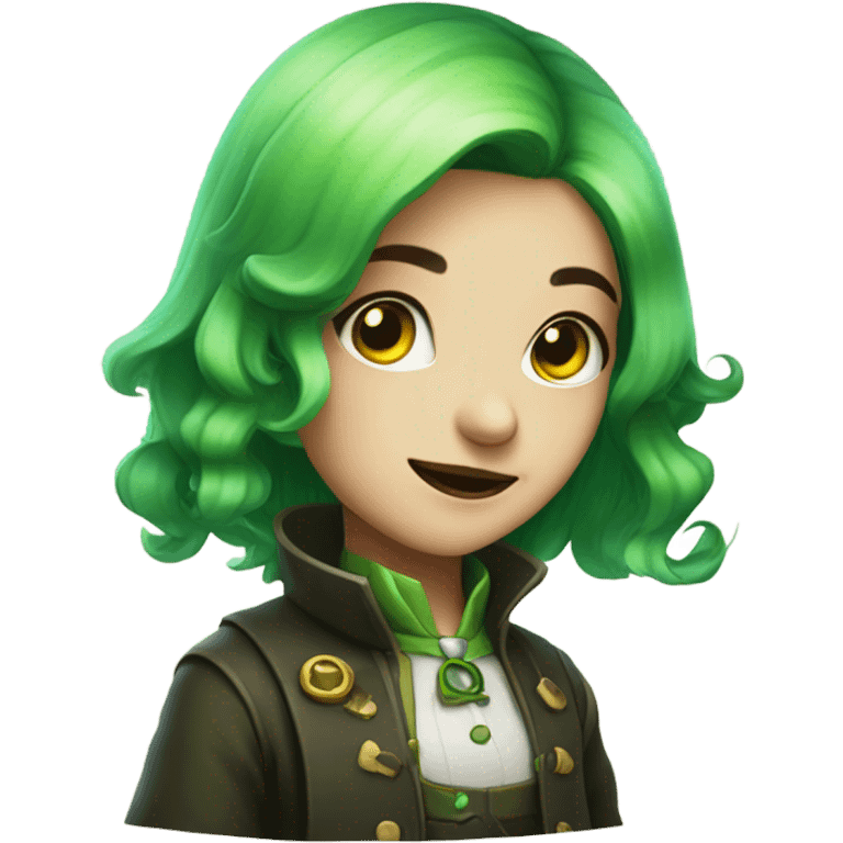 green cute girl alchemist with green mustache  emoji