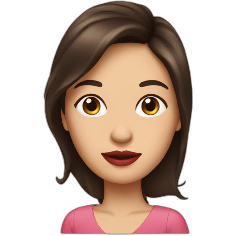 Brunette lady with kiss emoji