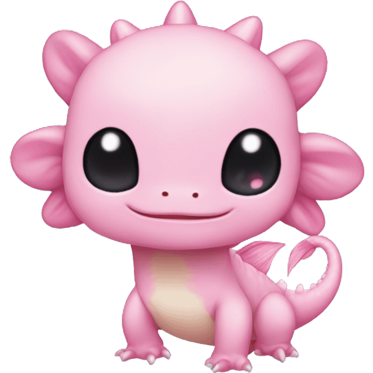 high detailed pink cute axolotl stitch chibi  sanrio pokemon like chinese dragon emoji