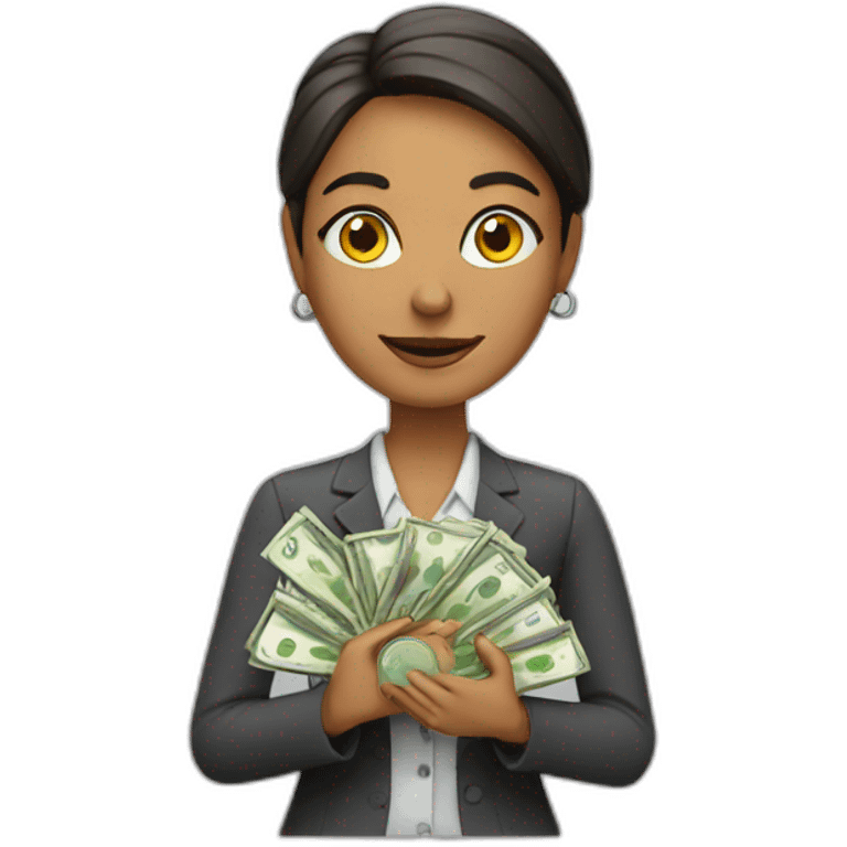 Woman teacher with money emoji