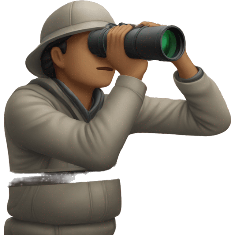 Person looking out with binoculars from a watchtower emoji