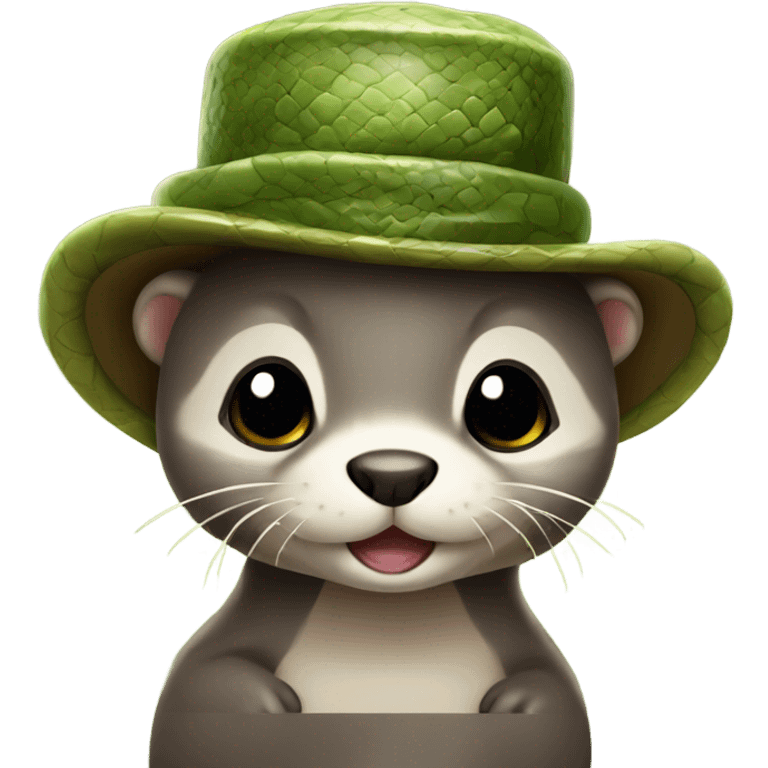 Baby otter wearing a snake hat emoji