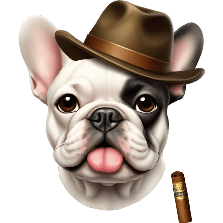 French bulldog with a hat and a cigar  emoji