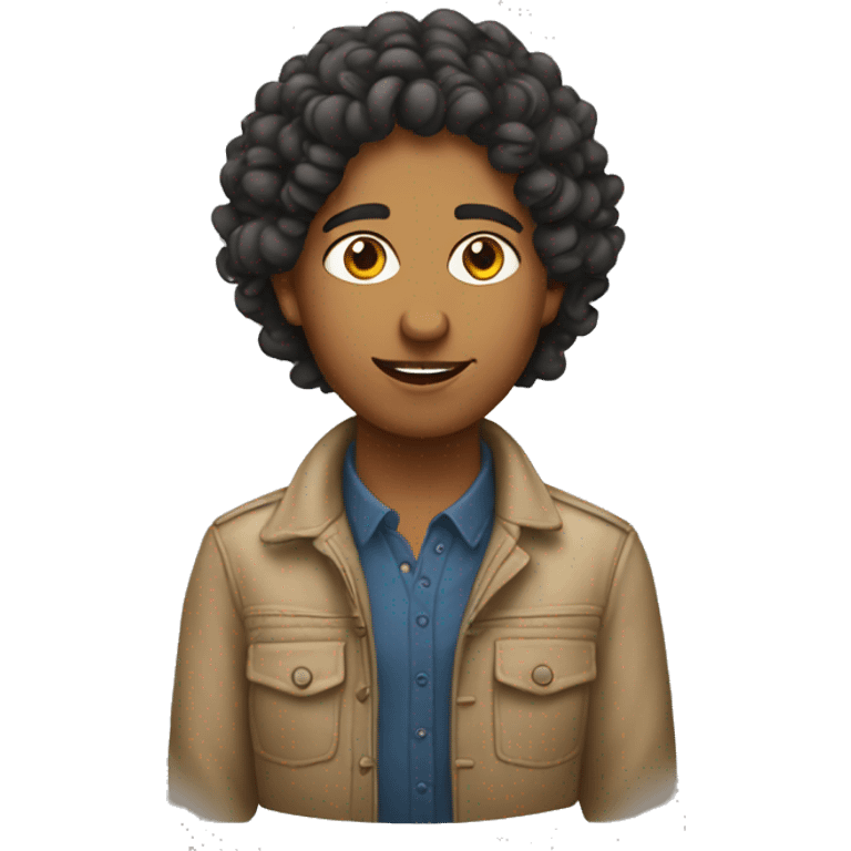 masculine indian lesbian with curly hair emoji