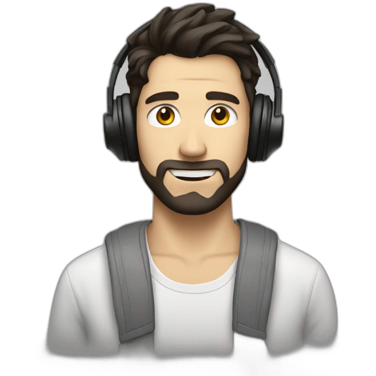 White guy with dark hair and headphones on, producing music  emoji