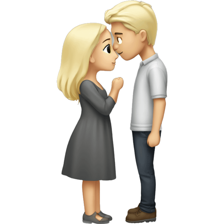 Blonde girl and grey hair boy kissing  emoji