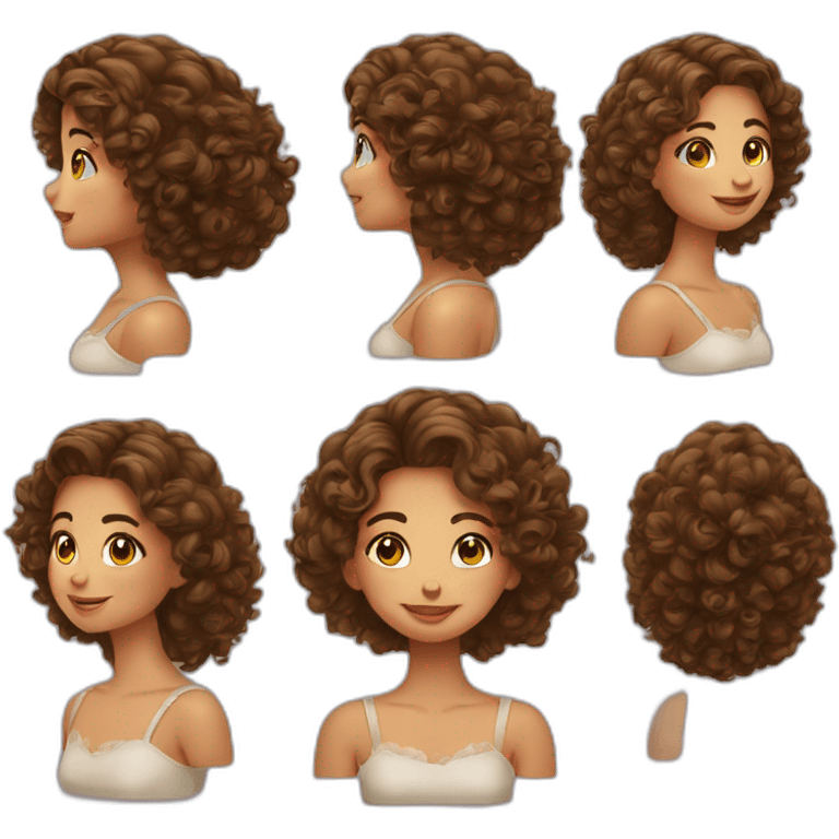 fille cheveux bouclés brun belle emoji