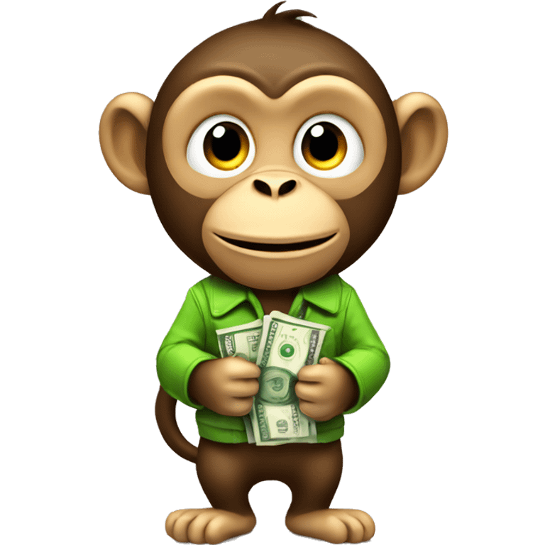 Monkey with money all in the pocket emoji