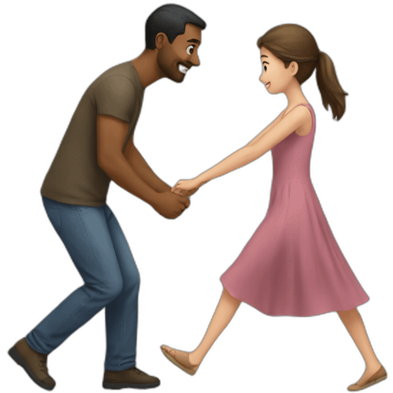 Man pushing girl emoji