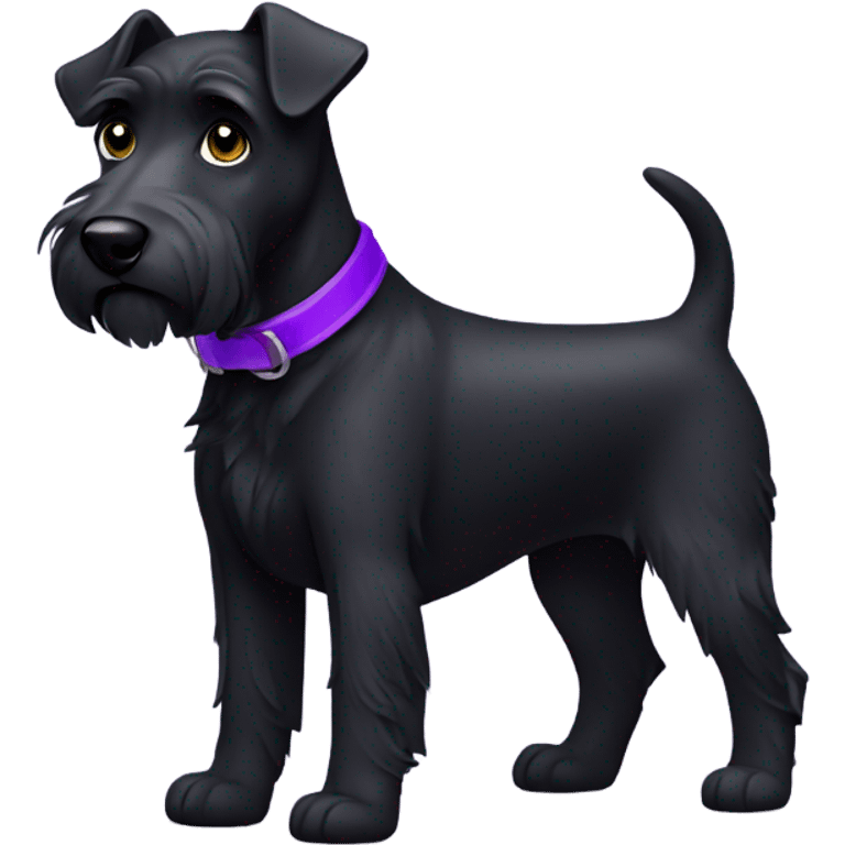 All black terrier dog with purple collar emoji