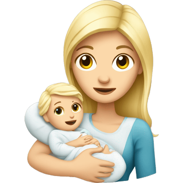 blonde european woman holding newborn emoji