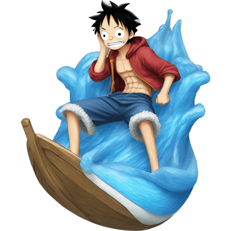 Luffy on a blue wale  emoji