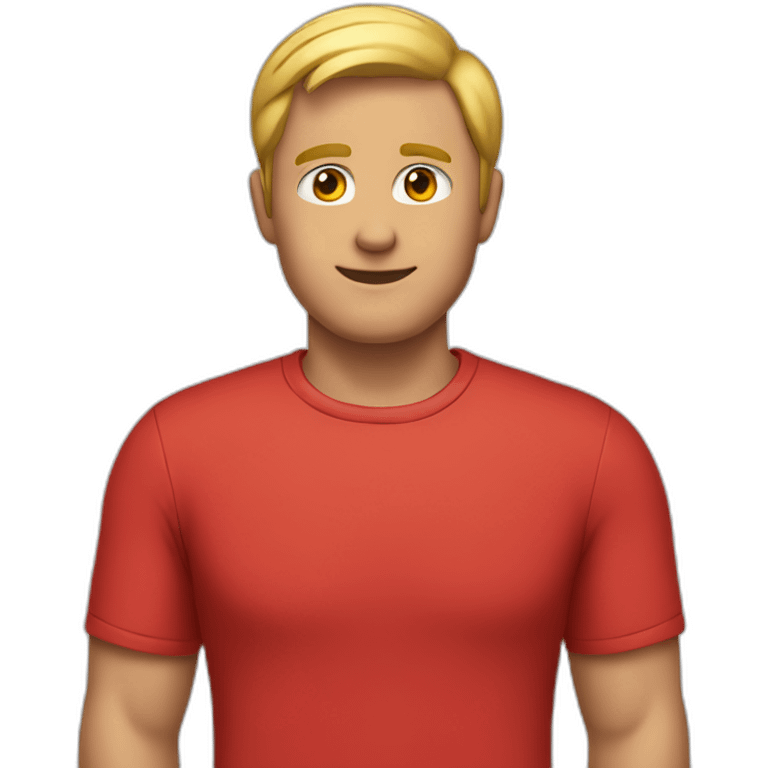 Full body picture of a male in a red shirt emoji