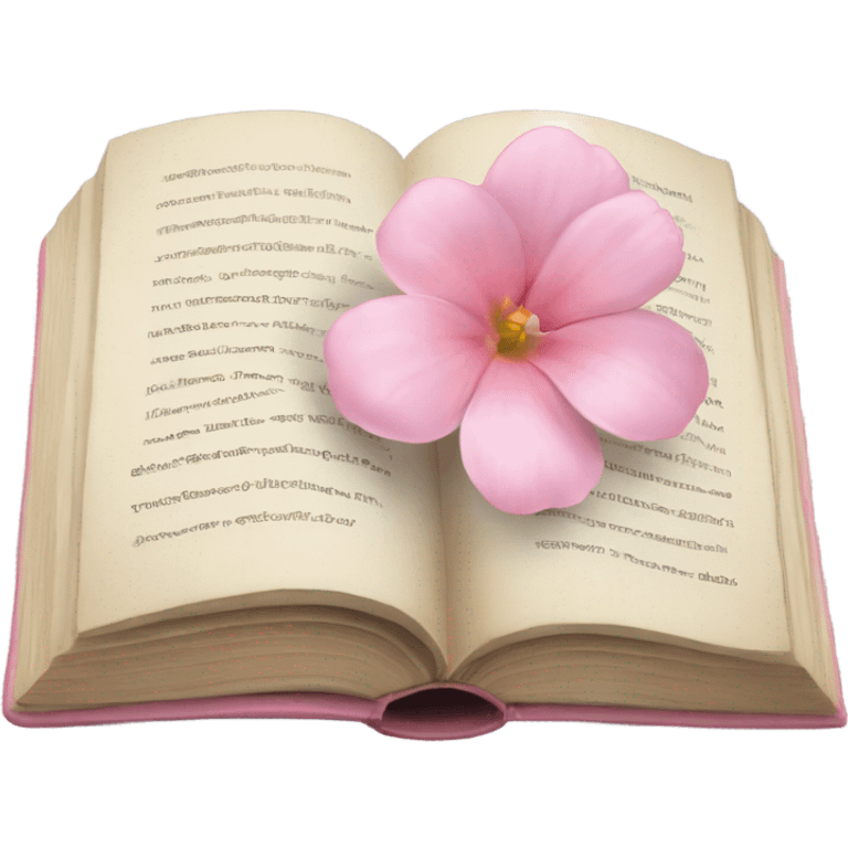 Realistic Open book with light pink flower inside emoji