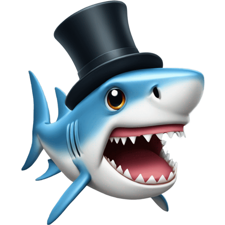 Shark with a top hat emoji