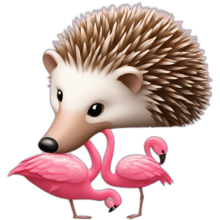 hedgehog loves flamingo emoji