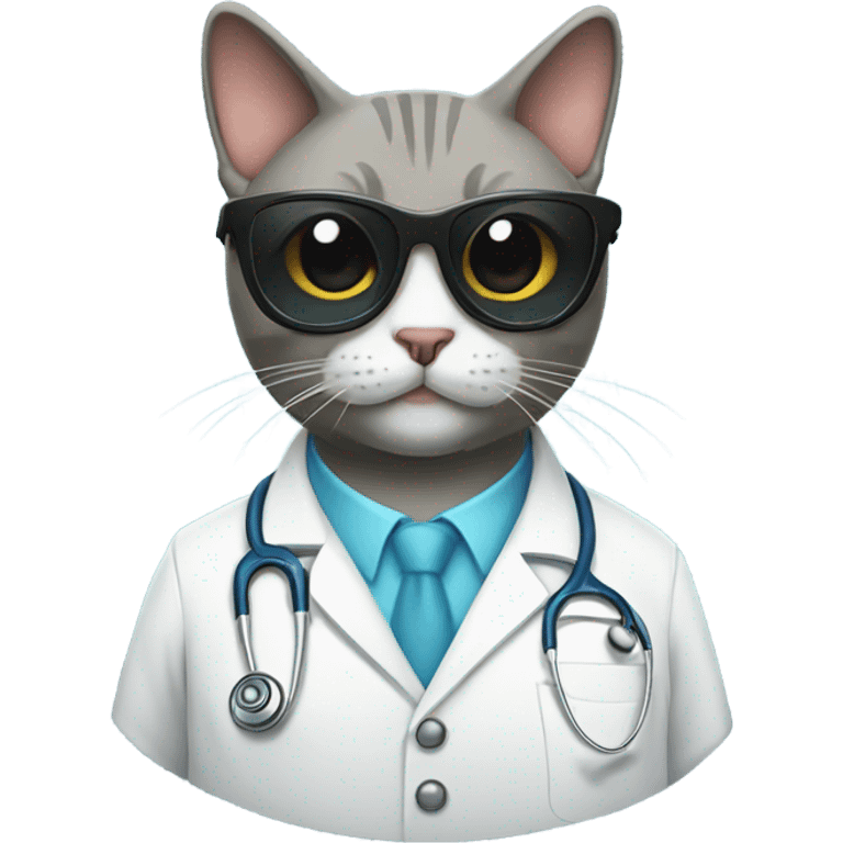 doctor cat wearing dark sunglasses emoji