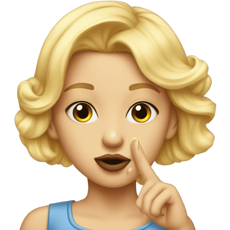 blonde girl portrait blowing kiss with earrings emoji