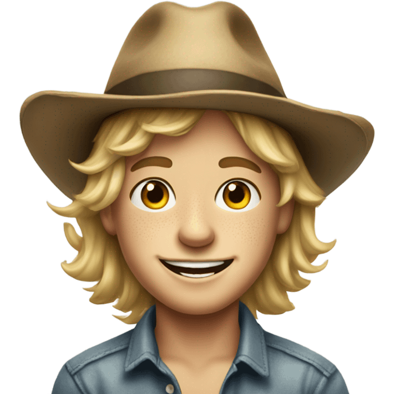 smiling dirty blonde boy with freckles in hat portrait emoji