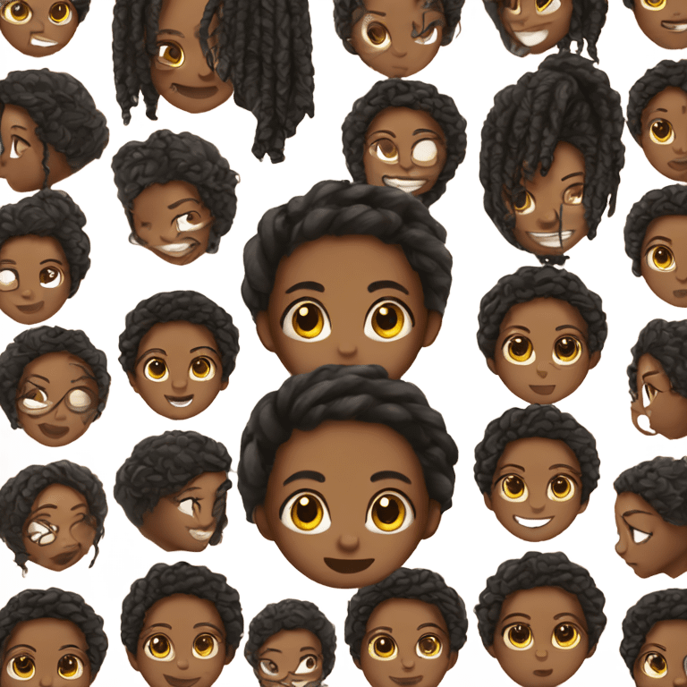 Black girl with mini twists and brown eyes emoji