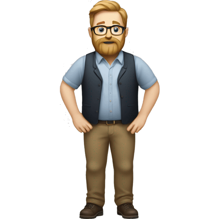 Nerdy White man with big belly and beard  emoji