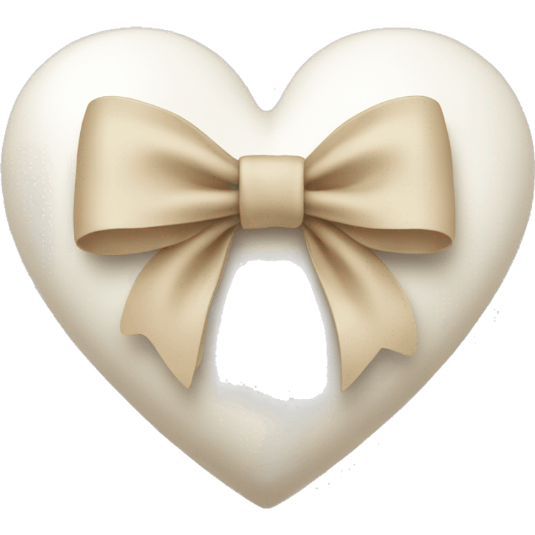 white heart with beige bow emoji