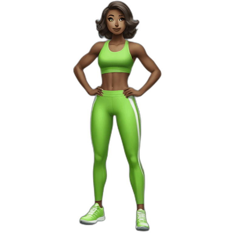 posh-muscle-girl-green full body emoji