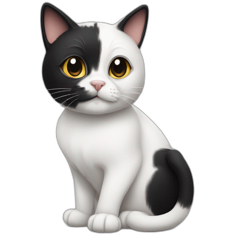 a white and black cat with smal black tings emoji