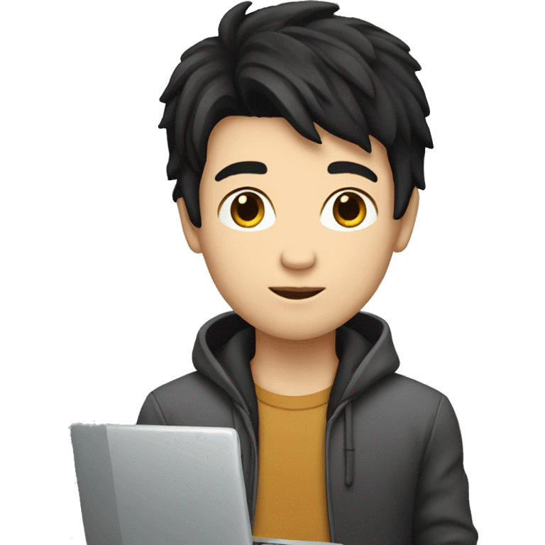 white boy with black hair and laptop emoji