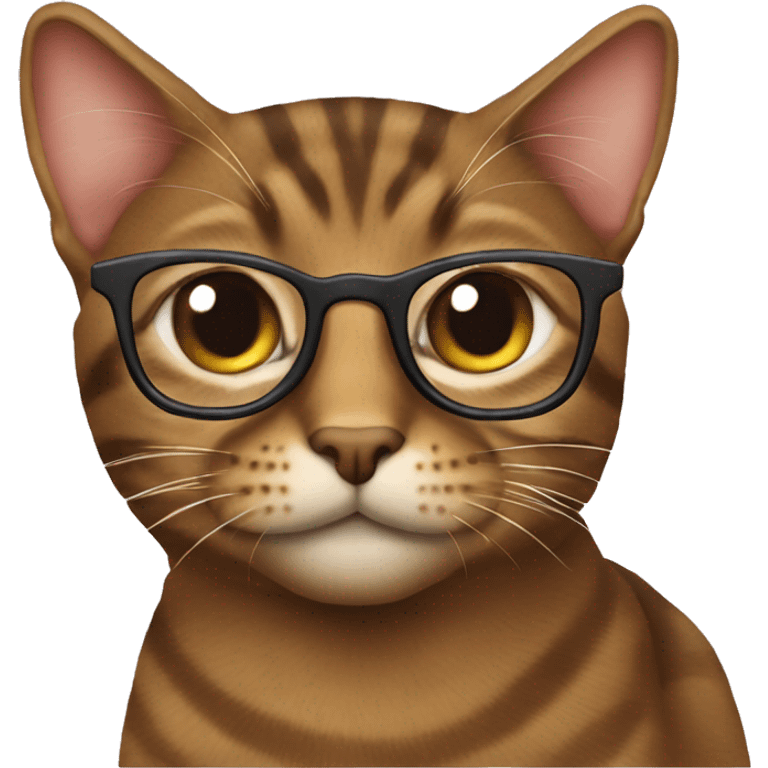 Brown Tabby cat with eyeglasses on emoji