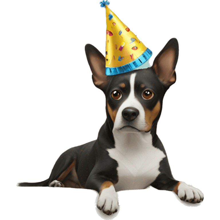 dog in party hat on couch emoji