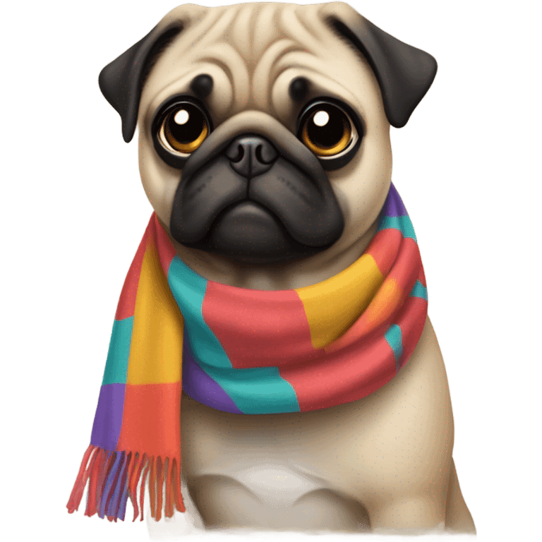 Pug with a scarf that says Brooklyn  emoji