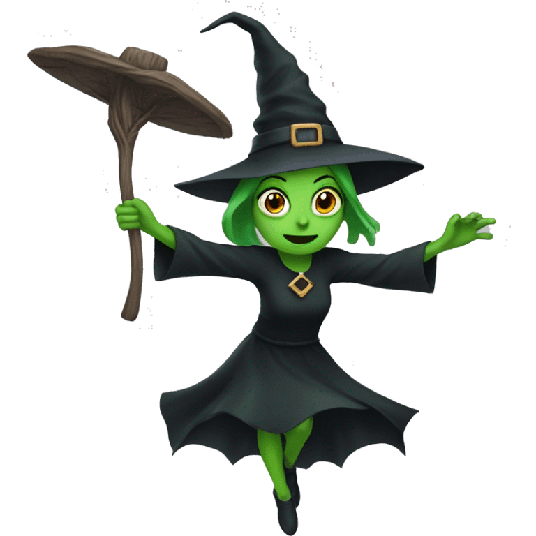 green-skinned witch flying  emoji