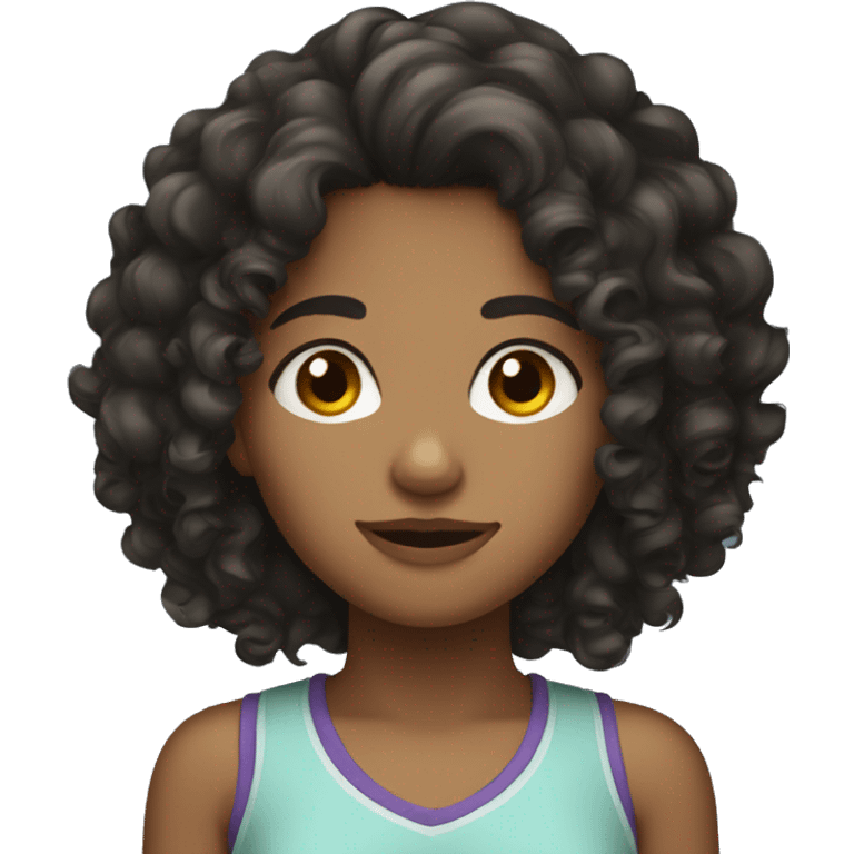 Curly-haired girl with dark hair emoji