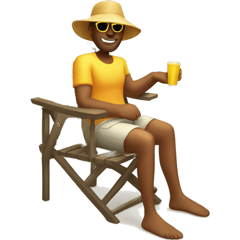 guy sit on a chair on the beach, palm, sun, chair emoji