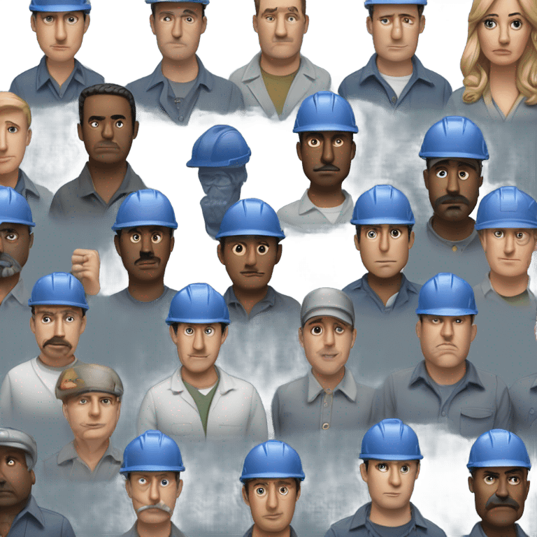 blue collar workers photorealistic serious emoji