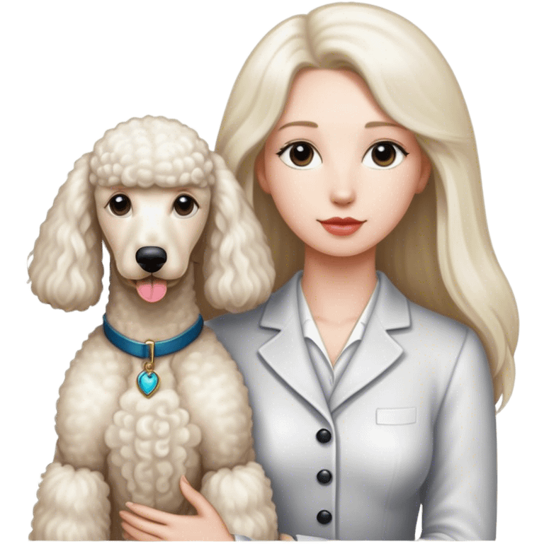 White Standard Poodle and Straight long hair Women emoji