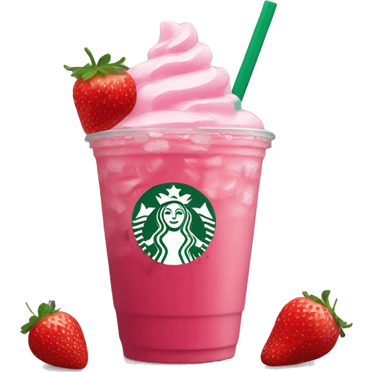 Starbucks pink drink with strawberries and ice emoji