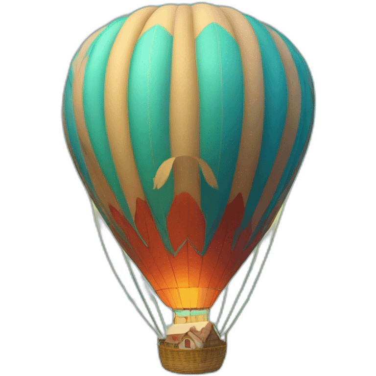 sea mountains and hot air balloon emoji