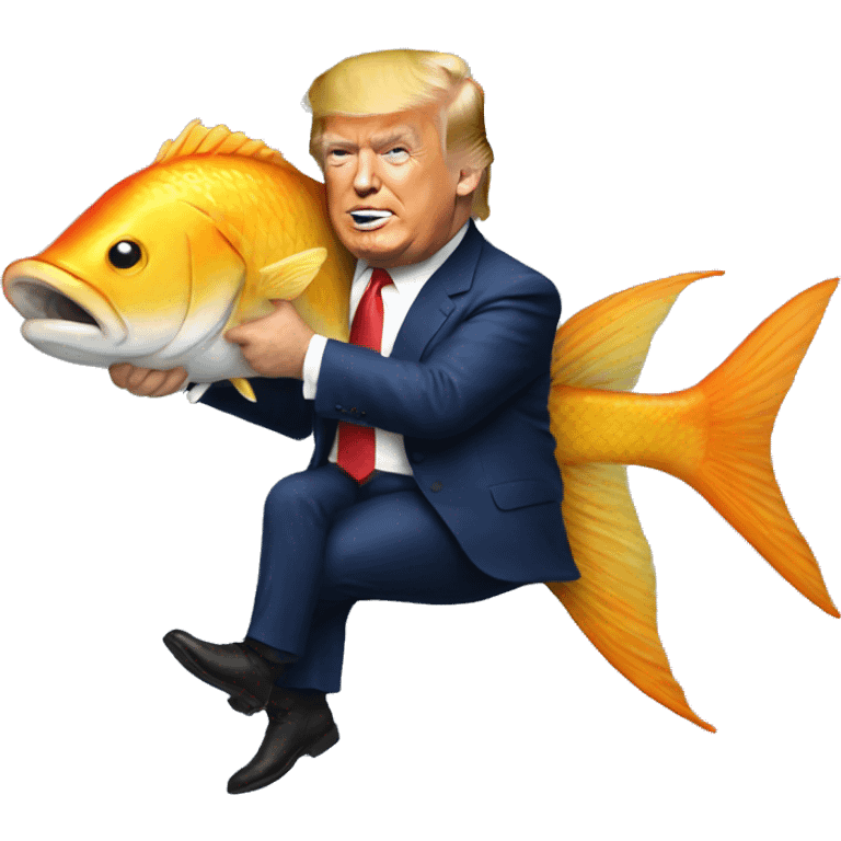 Trump riding a fish emoji