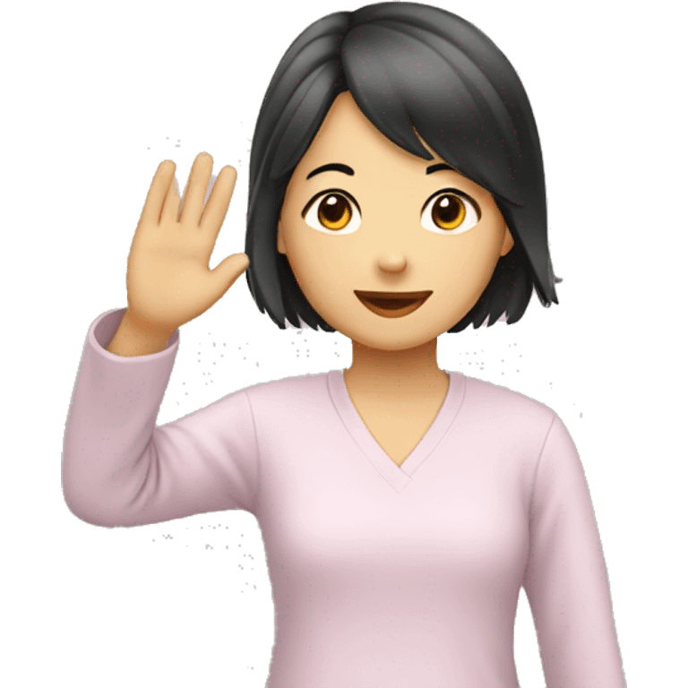 asian girl waving emoji