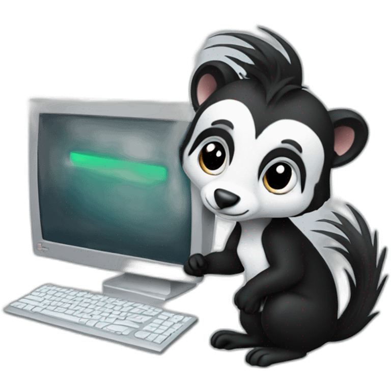 skunk with computer emoji