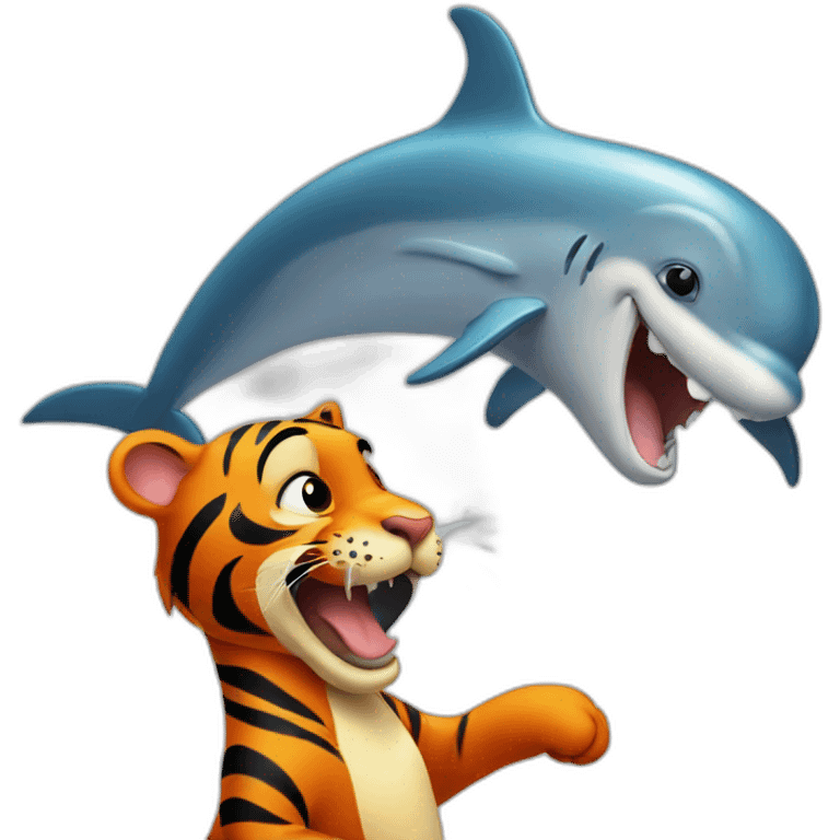 Tigger biting a dolphin  emoji