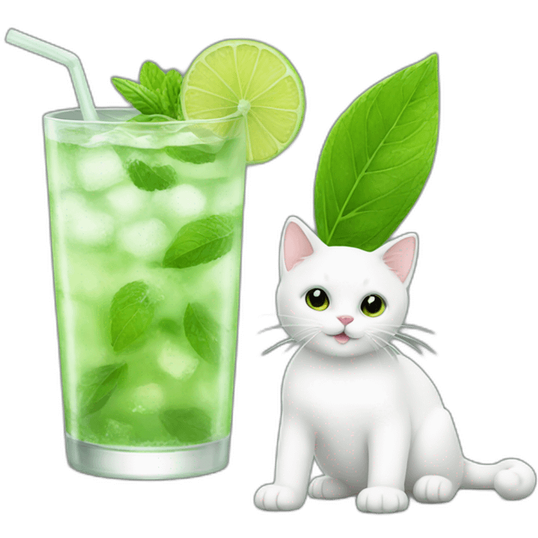 Mojito and white cat emoji