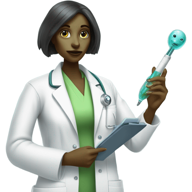 Reptilian alien woman, is a doctor emoji