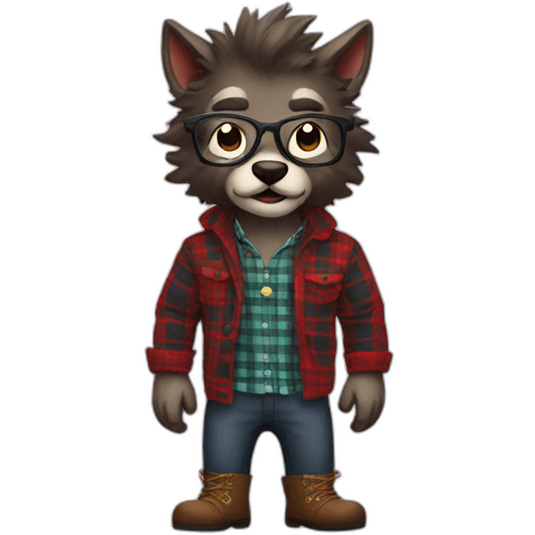 werewolf with glasses and plaid shirt and boots emoji