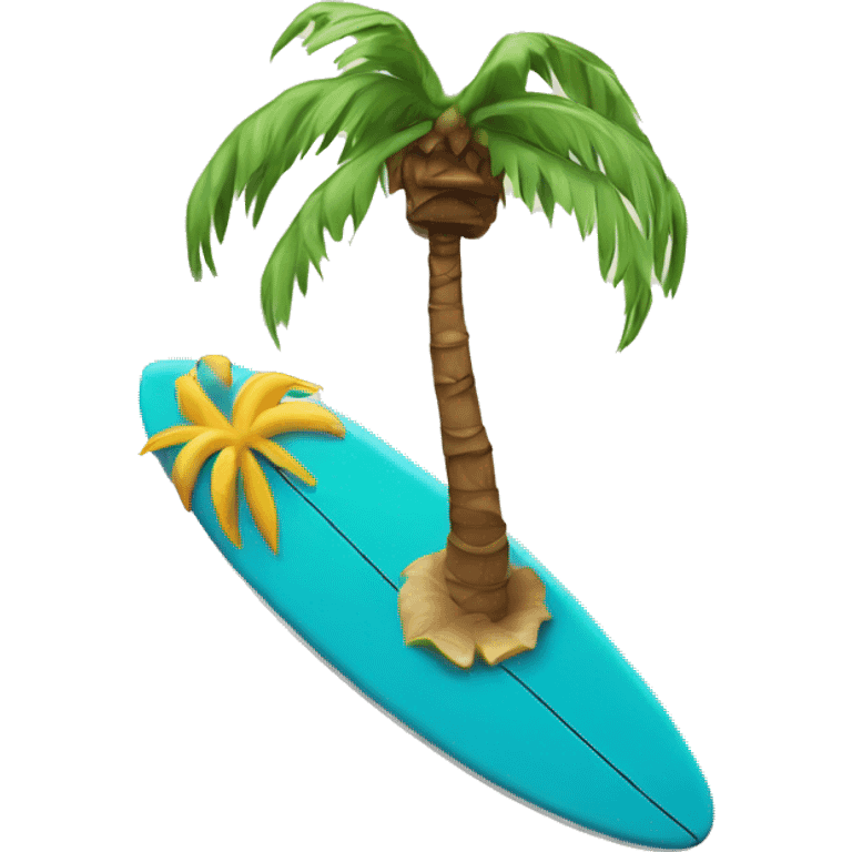 a palm tree on top of a surfboard  emoji