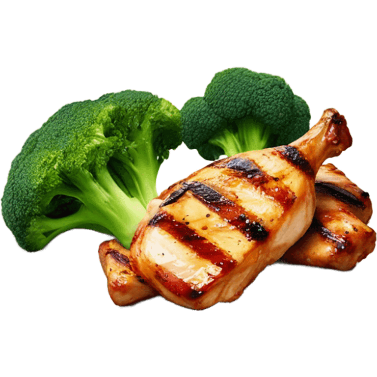 grill chicken with broccoli emoji